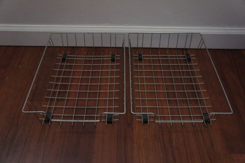 2 Vintage Metal Wire Desk Tray Organizer IN OUT Basket