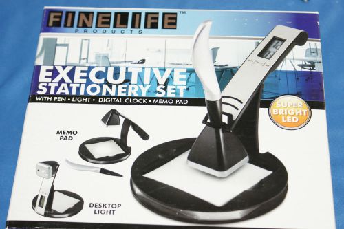 Executive stationery set by finelife products /pen/light/clock/memo pad/ nib for sale