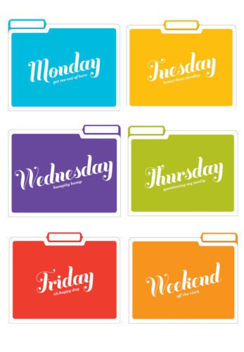 Knock Knock File Folders, Set of 6, Days of The Week