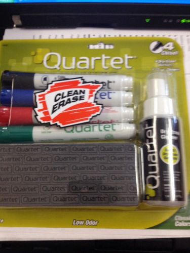 Quartet - 4 Chisel Tipped Dry-erase Markers W/ Eraser And Cleaner