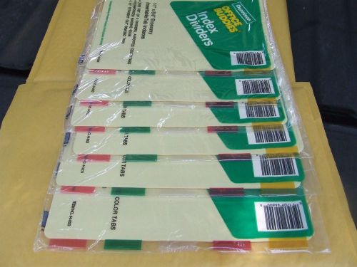 Lot of 6 Index Dividers 5 Colored Tabs Dennison item 44-600 Receive 6 pictured