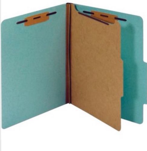 Staples blue pressboard classification folders; letter, 1 partition, 20/box for sale