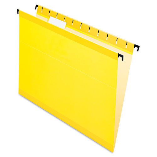 Poly Laminate Hanging Folders, Letter, 1/5 Cut, Yellow, 20/Box