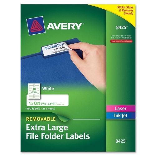 Avery Extra-Large TrueBlock Filing Labels -0.94&#034;Wx3.44&#034; L - 450/Pk -White