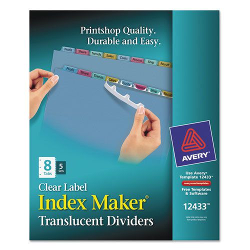 Index Maker Clear Label Punched Dividers, Multicolor 8-Tab, Letter, 5 Sets