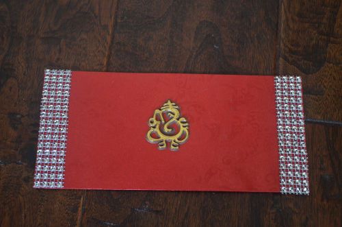 Red and gold Ganesh designed money holder / letter envelopes (5 pieces)