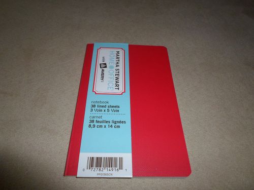Martha Stewart Home Office Red Notebook, 38 Lined Sheets, 3 1/2&#034; X 5 1/2&#034;, NEW!!