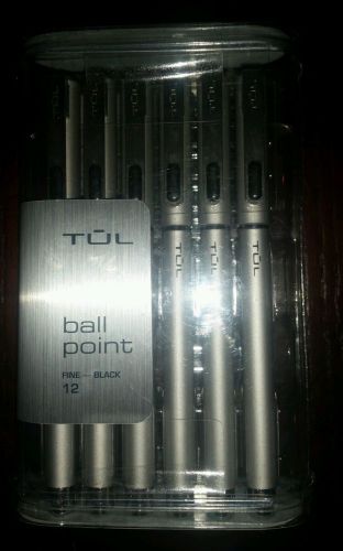 TUL ball point 0.5 mm fine black pens retractable 12 pack