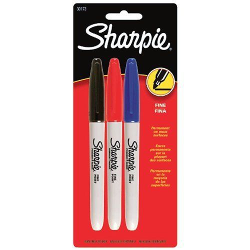 Sharpie permanent marker - fine marker point type - black, blue, red (30173pp) for sale