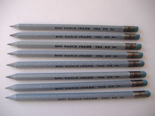 Sixteen (16) eagle jeans jumbo triangular pencils with erasers hb 2 usa made nos for sale