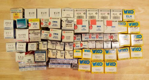 Lot of 81 lamps for overhead/slide/film projectors, ge sylvania wiko philips for sale