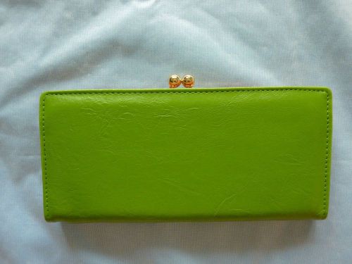 Apple Green Leather leatherette Wallet Purse Clutch