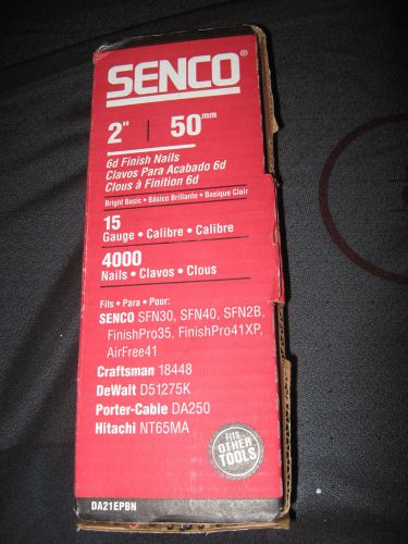 BOX OF SENCO DA21EPBN - 2&#034; 15GA ANGLED FINISH NAILS 4,000 COUNT BOX