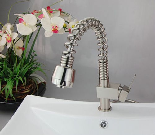 Nickel brushed spray kitchen sinks basin pull out mixer tap faucet kan-918k