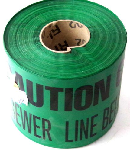 Green, identoline underground warning tape - (caution buried sewer line below) for sale