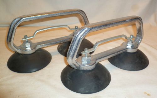 Lot of 2 Aluminum Dual Suction Cup Glass Mover Lifter Holder Tool - USA