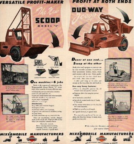 1949 - 2 Mixermobile ads, Model &#034;C&#034; Scoop &amp; Duo-Way Scoop