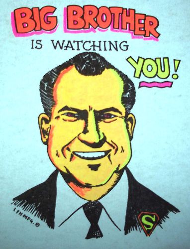 Richard Nixon Big Brother is  Vintage 70&#039;s L&amp;H Mfg. T-Shirt transfer Iron on