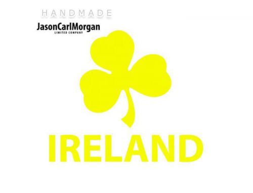JCM® Iron On Applique Decal, Ireland Rugby Shamrock Neon Yellow