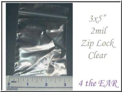 Zip Lock Bags 3&#034; x 5&#034; Clear Recloseable - 100