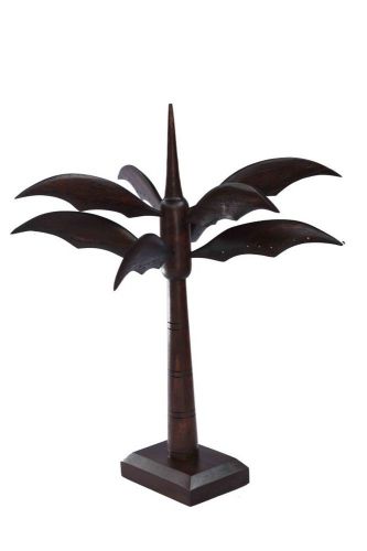 15&#034; tall chocolate brown wood palm tree earring display ( 1 display )
