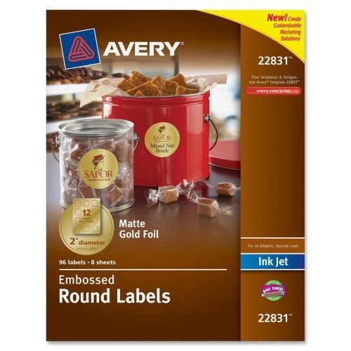 Avery Promotional Label - 2&#034; Diameter -120/Pack -Circle - Inkjet -Gold