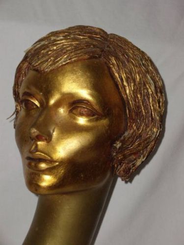 Vintage 1960&#039;s - 1970&#039;s ~   GOLD  Mannequin  Head  ~ BEAUTIFUL ~  Textured Hair!
