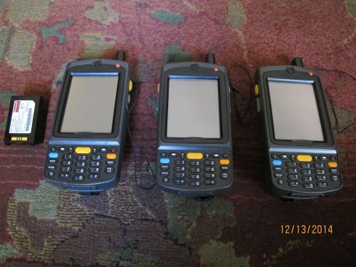 Lot of 3 symbol motorola mc7596 mc75 laser barcode scanners with extra battery for sale