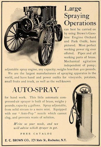 1905 ad large auto-spray machine brown gasolene engine - original cl7 for sale