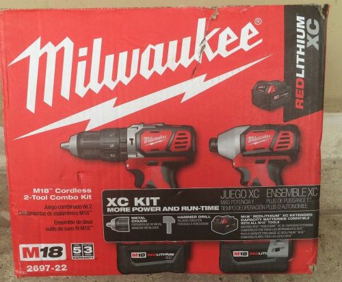 Milwaukee 2697-22 18v li-ion 1/2&#034; cordless hammer drill xc kit for sale
