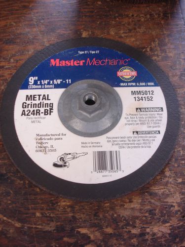 GRINDING WHEEL A24R-BF TYPE 27 METAL WITH 5/8-Inch ARBOR 9&#034; X 1/4&#034; X 5/8&#034;