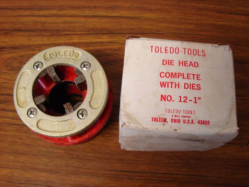 TOLEDO TOOLS NO. 12-1&#034; DIE HEAD COMPLETE WITH DIES NEW OLD STOCK W/BOX USA
