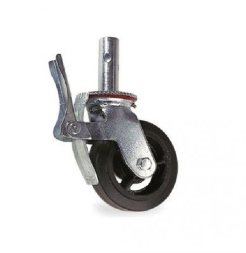 Scaffolding Caster with Black 8&#034; x 2&#034; Rubber Mold-on Steel Wheel Brake 500# Cap