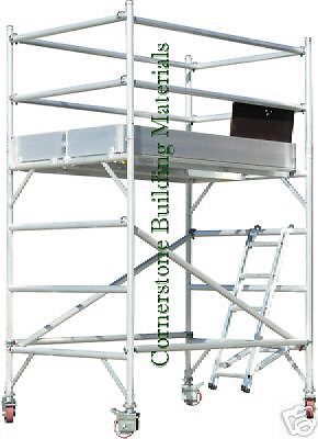 Aluminum scaffold rolling tower 8&#039; deck h w/ guard rail for sale