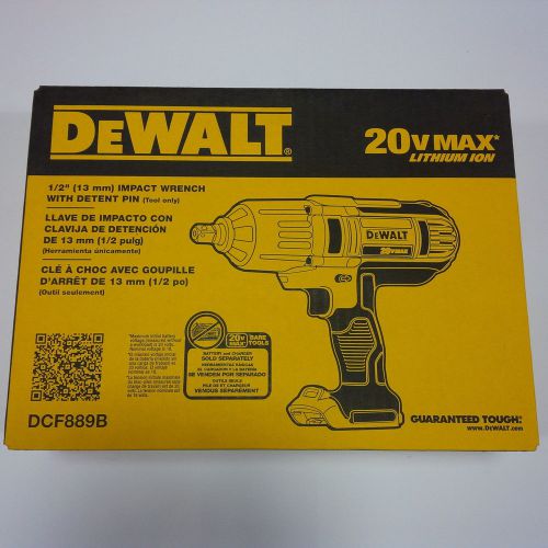 New in box dewalt dcf889b 20v max lithium ion 1/2&#034; torque impact cordless wrench for sale
