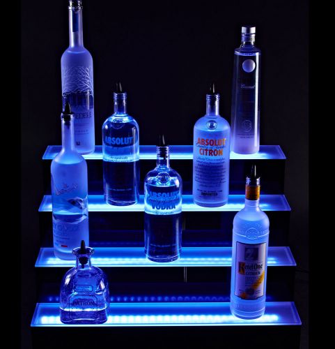 4 tier 24&#034; led lighted liquor shelf bottle display, 4 step 24&#034; bottle shelves for sale