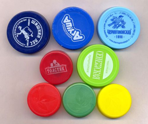 8 Different Big Plastic Bottle Caps (from RUSSIA) Lot # 31