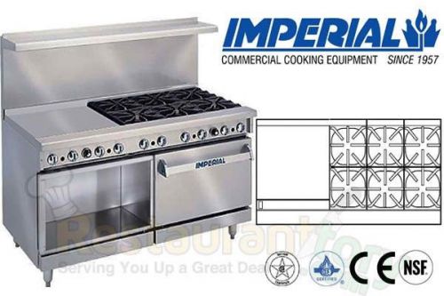 Imperial comm restaurant range 60&#034; w/ 24&#034; griddle oven nat gas ir-6-g24-xb for sale