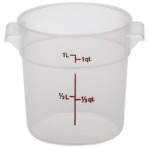 CAMBRO 1 QT. ROUND FOOD STORAGE CONTAINERS, 12PK TRANSLUCENT RFS1PP-190