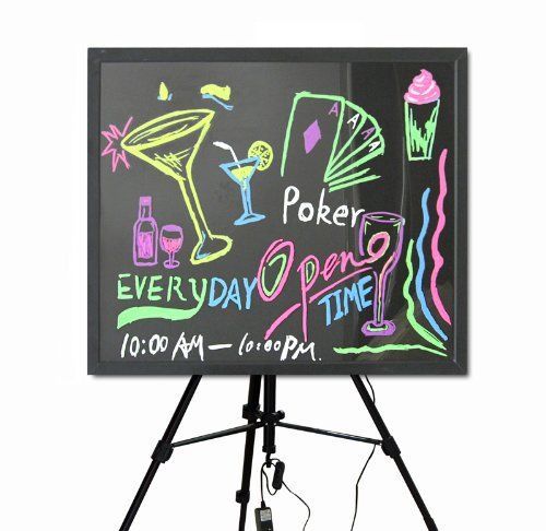 Flashing illuminated neon led message writing board menu sign 32x24&#034; with tripod for sale