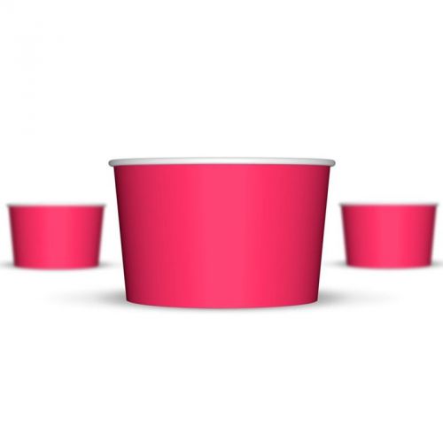 20 oz Pink Paper Ice Cream Cups - 600 / Case