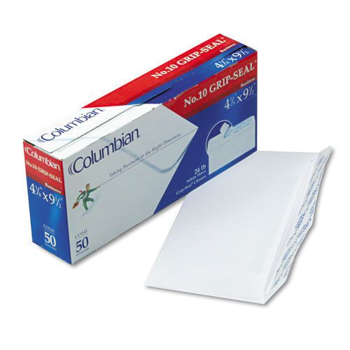 Columbian Grip-Seal Business Envelopes,Side Seam, #10, White Wove, 50/Box