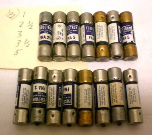 15 fna indicating type fuses, 1 amp to 5 amps, assorted, bussmann,  usa for sale