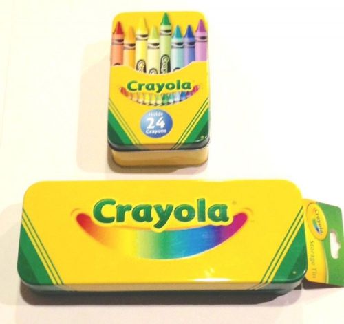 Crayola - Storage Box Crayons and Pencil Metal Tin Box New Toys 2 Storage Boxes