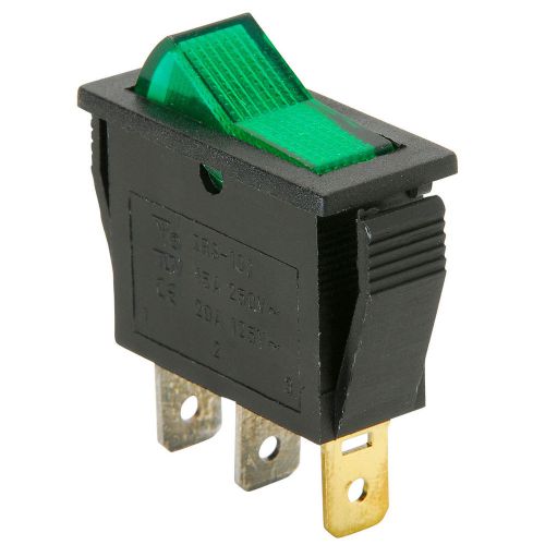 Spst small rocker switch w/green illumination 125vac 060-690 for sale