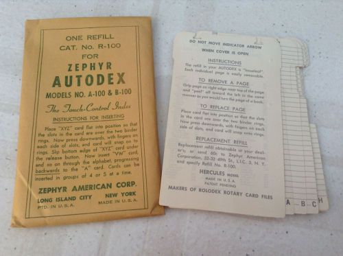 VINTAGE ZEPHYR AUTODEX R-100 REFILL PACK FOR MODELS A-100 &amp; B-100 NEW