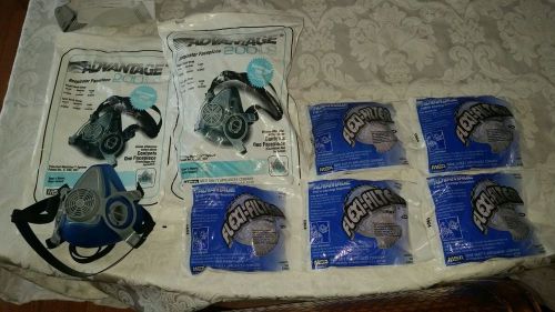2 NEW ADVANTAGE 200LS MSA PURIFYING RESPIRATOR AND 5 PAIRS OF CARTRIDGES
