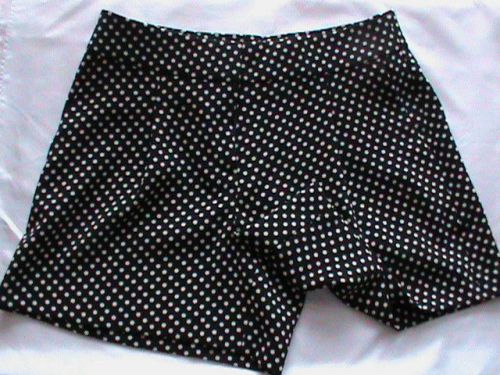 ANN TAYLOR NWT ladies-2 black shorts white polka dot side pockets wide leg