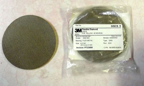 3M 6002J Flexible Diamond 4&#034; Discs P18 Yellow 40 Micron 5 Pack