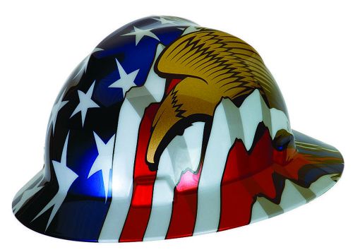 Msa 10071159 full brim hard hat - usa flag patriot v-gard protective for sale